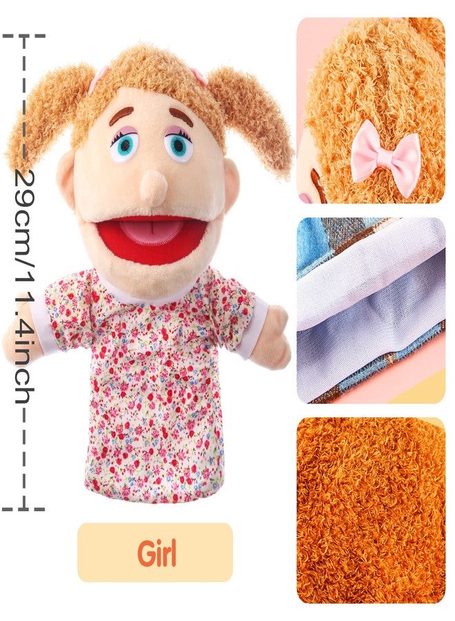 ZJoey 1 Pcs Family Hand Puppets 13 Inch Grandparents, Mom & Dad, Brother & Sister Plush Hand Puppet Toys Role-Play Toy Puppets for Kids Storytelling Imaginative Pretend Play Teaching Preschool(Sister) - Image 2